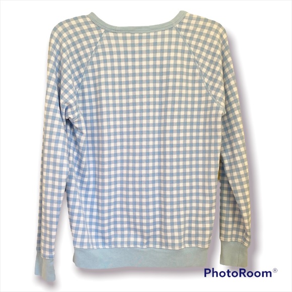Draper James Natalie Sweatshirt Pullover Light Blue Gingham Size Small - Picture 9 of 10